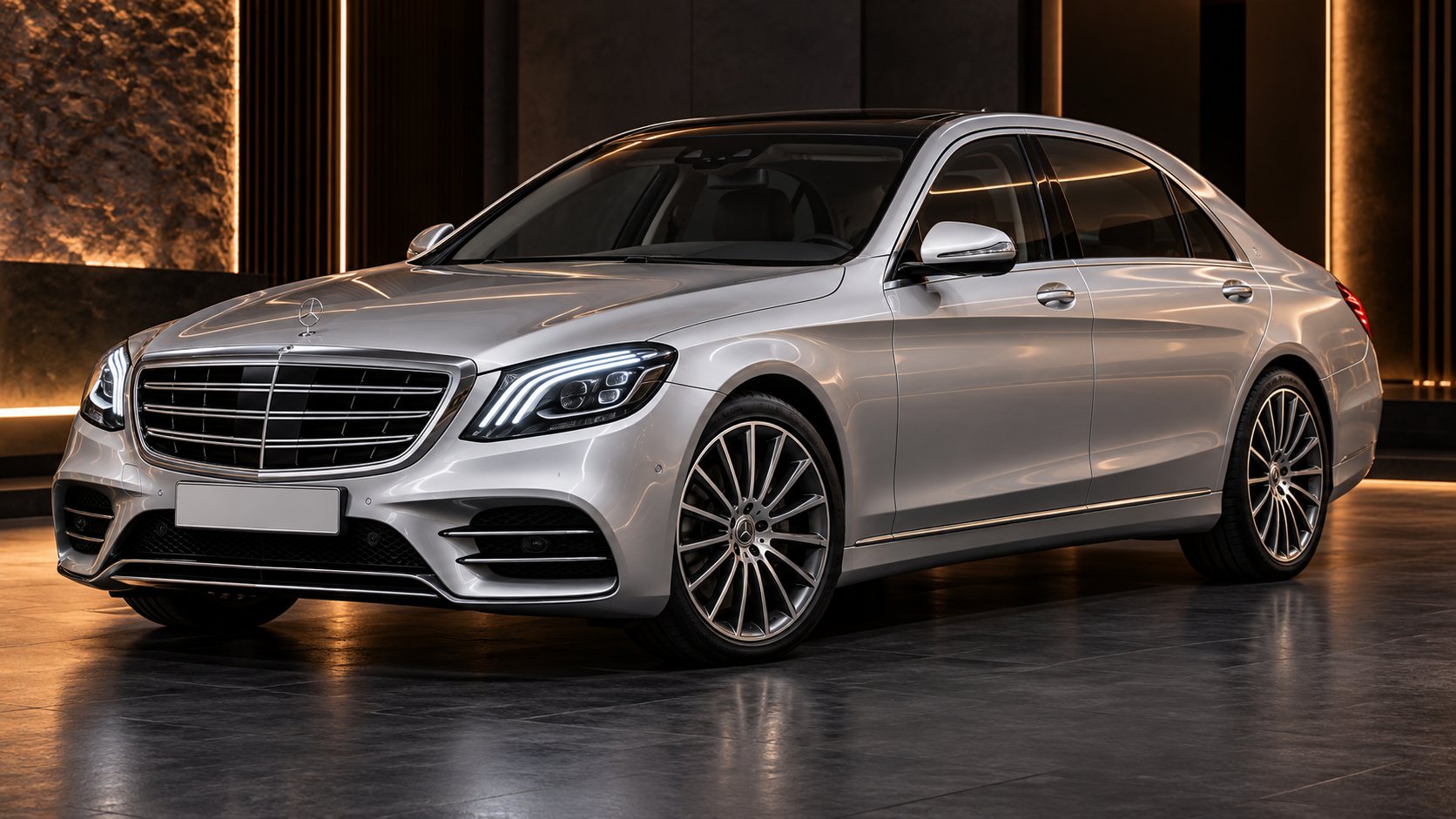 Gümüş renk Mercedes-Benz S-Class; temsili görsel